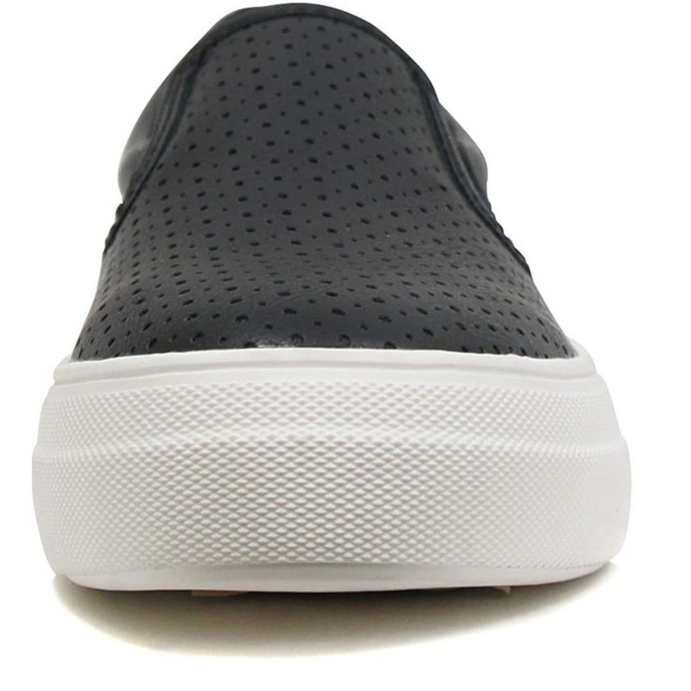 Women's Slip-On Platform Sneakers Memory Foam Faux Leather Black Size 9 - Picture 4 of 5